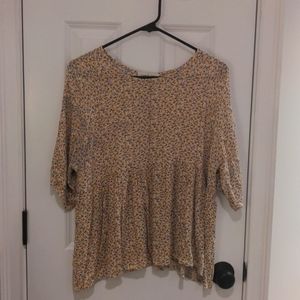 Floral Peplum Blouse with Back Buttons - Size Large